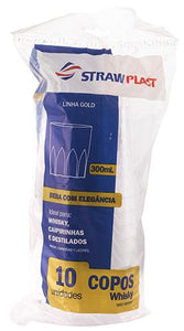 Strawpast - 10 Vasos Plásticos Whisky 300ml - Linea Gold